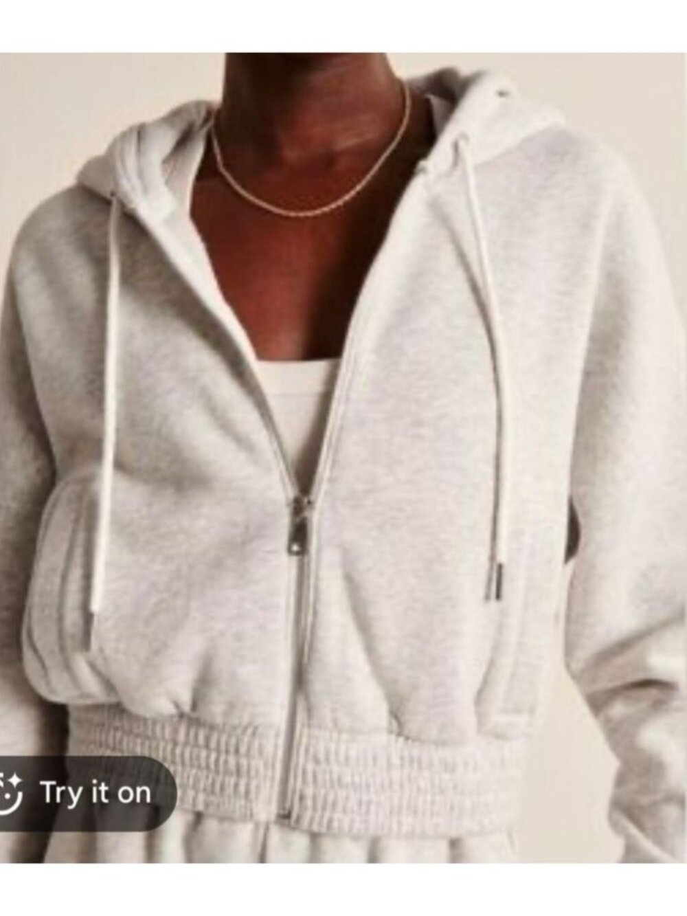 Abercrombie & Fitch Soft AF Max Essentials Hoodie Womens XL Gray Zip Cropped